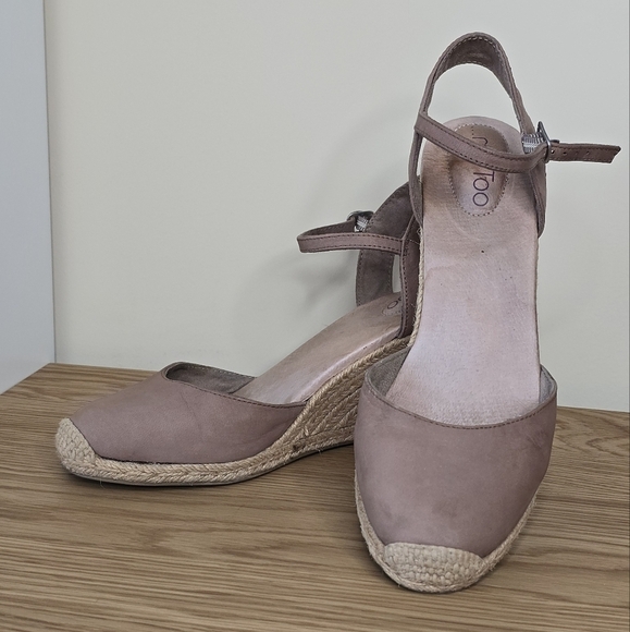 Me Too Women’s Bethany Leather Espadrille Taupe Wedge Sandal Size 9.5 - Picture 3 of 13